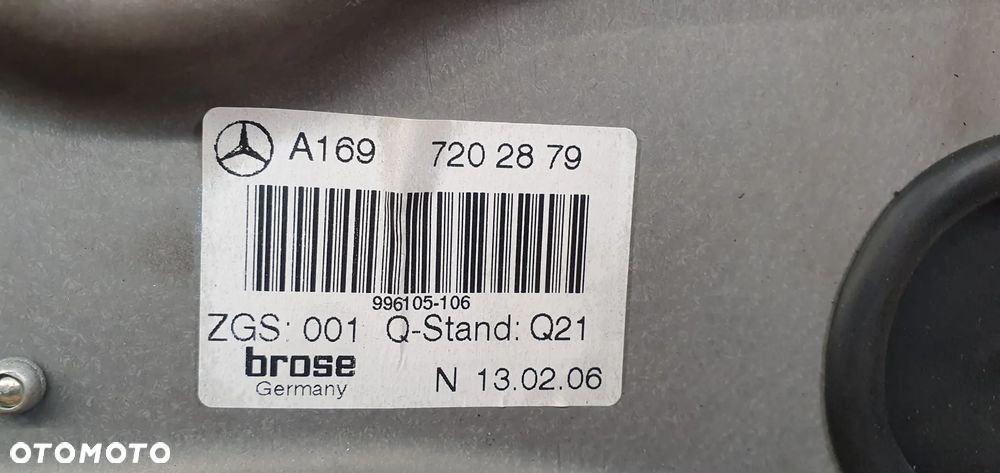Mechanizm podnośnik szyby prawy przód Mercedes A169 A1697202879 - 5