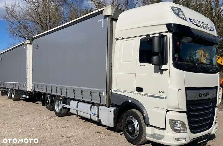 DAF XF480 SUPER SPACE CAB 6x2 JUMBO OŚ PODNOSZONA AUTOMAT SPOJLERY STANDKLIMA 2xALUTANK SKÓRA LED FIRANKA DŁ:7.40m + PRZYCZEPA PANAV TANDEM FIRANKA DŁ:8.20m SAF ZESTAW PRZESTRZENNY PRZEJAZDOWY 120m3 NOWE PLANDEKI !!!! EURO 6 2021 - 5