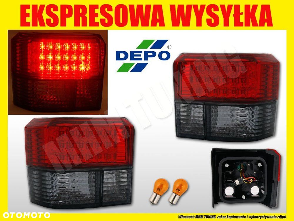LAMPY TYLNE kpl TUNING VW T4 TRANSPORTER RED SMOKE LED DIODY DEPO fk - 2