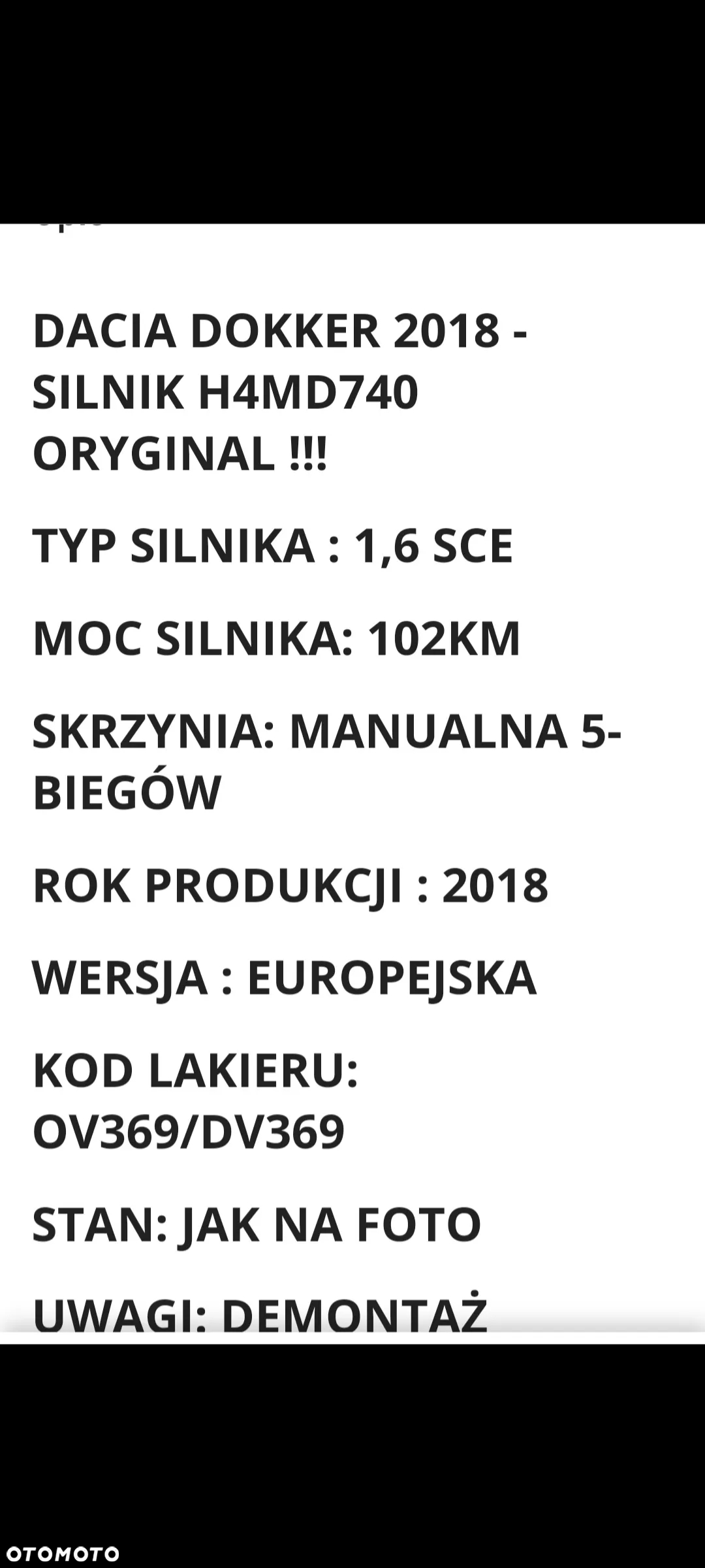 Silnik renault megane IV dacia H4MD740 - 2