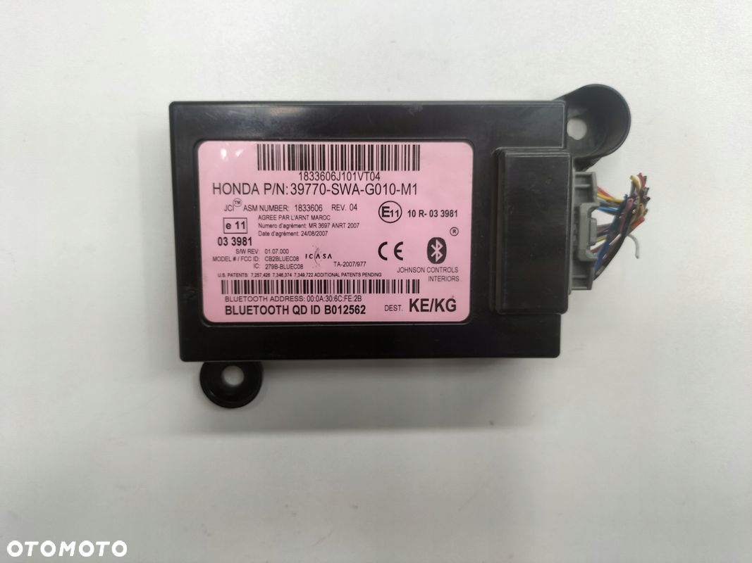 MODUŁ BLUETOOTH HONDA CR-V III LIFT 39770-SWA-G010-M1 - 1