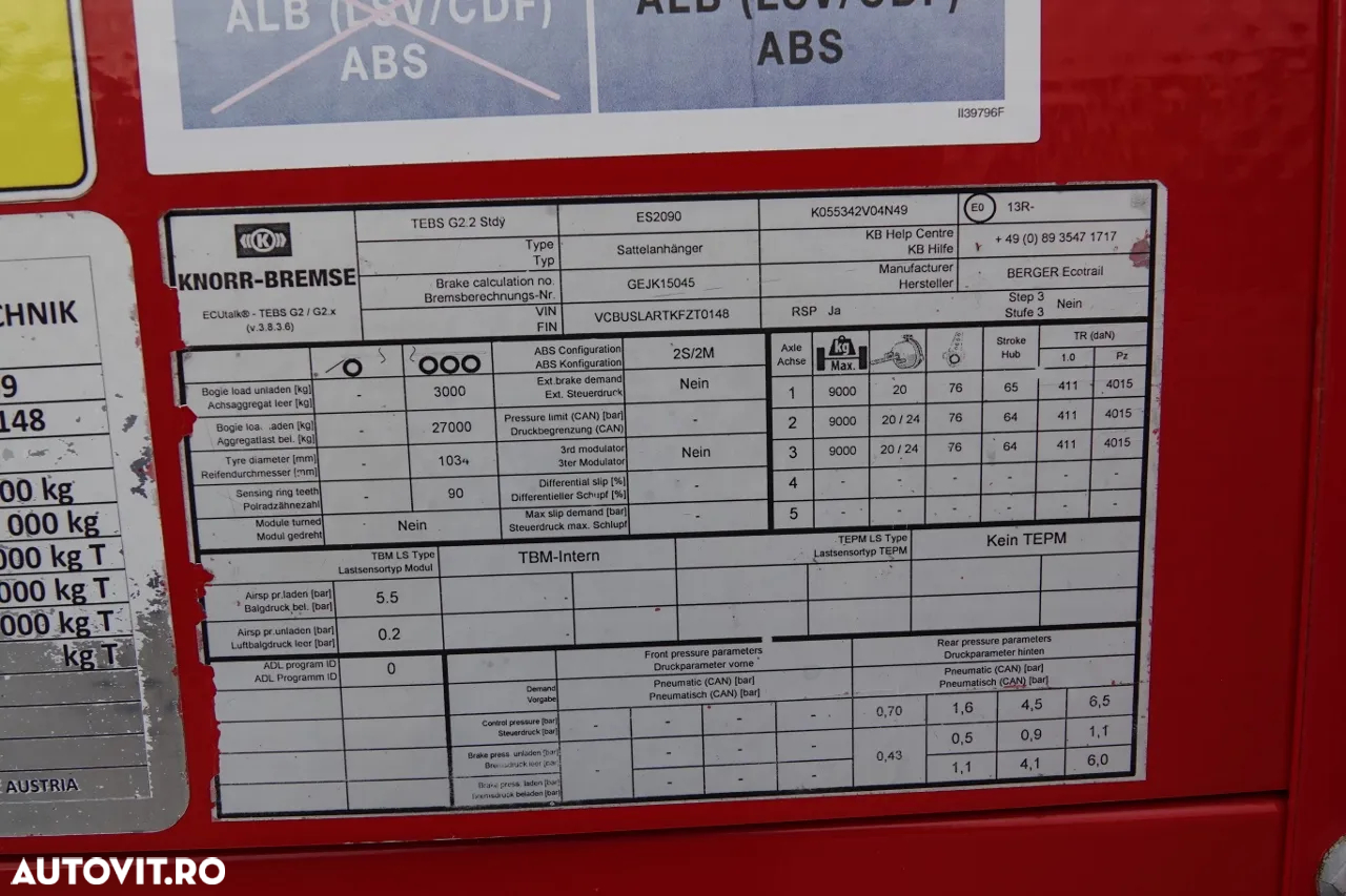Berger ECOTRAIL / CORTINĂ / STANDARD / SUPER UȘOR 5 100 KG !!! / SAF / 2019 / - 27
