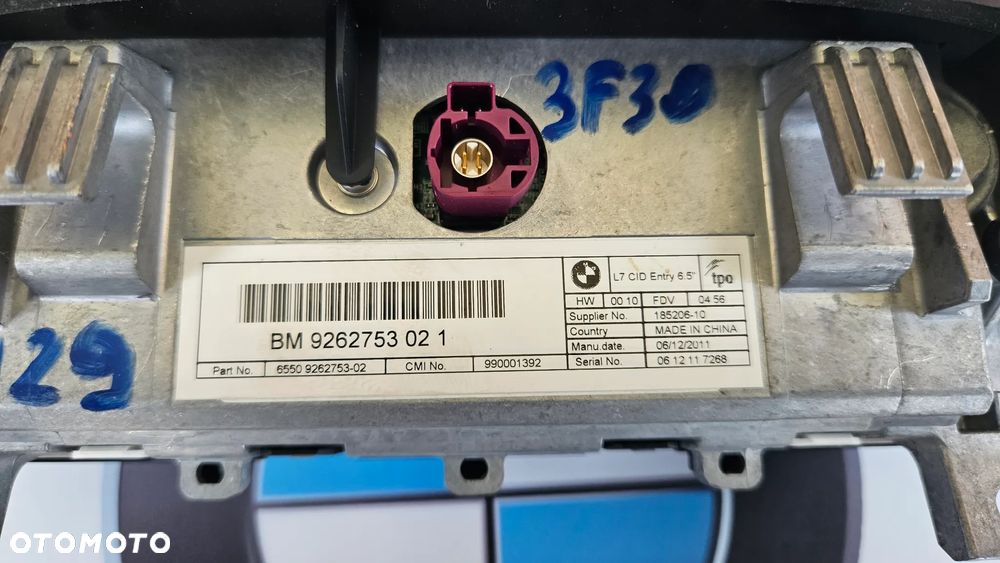 BMW 3 F30 F31 F34 Centralny wyświetlacz informacyjny Monitor Wyświetlacz Ekran 9262753 - 5