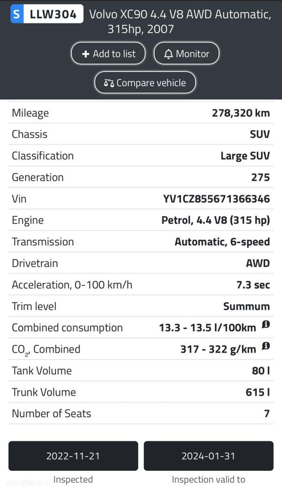SILNIK KOMPLET Volvo XC90 4.4 V8 316KM udokumentowane 278tyś B8444S - 3