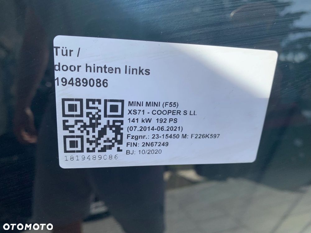 DRZWI LEWA STRONA PRZÓD TYŁ MINI COOPER F55 C2M ISLAND BLUE METALLIC - 10