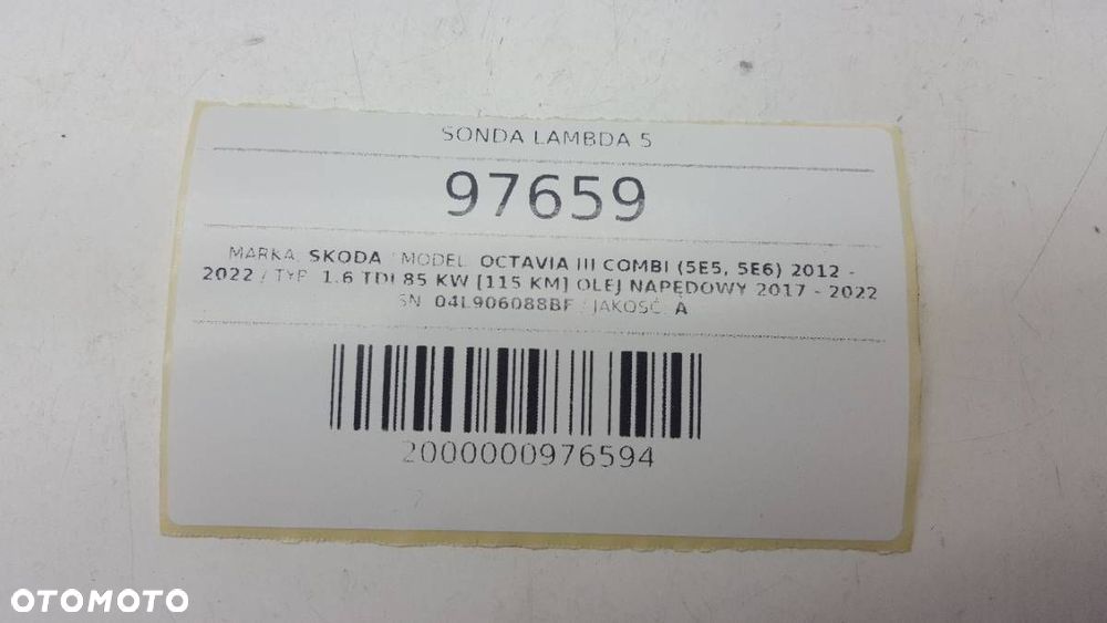 SONDA LAMBDA 5 SKODA OCTAVIA III Combi (5E5, 5E6) 2012 - 2022 1.6 TDI 85 kW [115 KM] olej napędowy 2017 - 2022 04L906088BF - 4