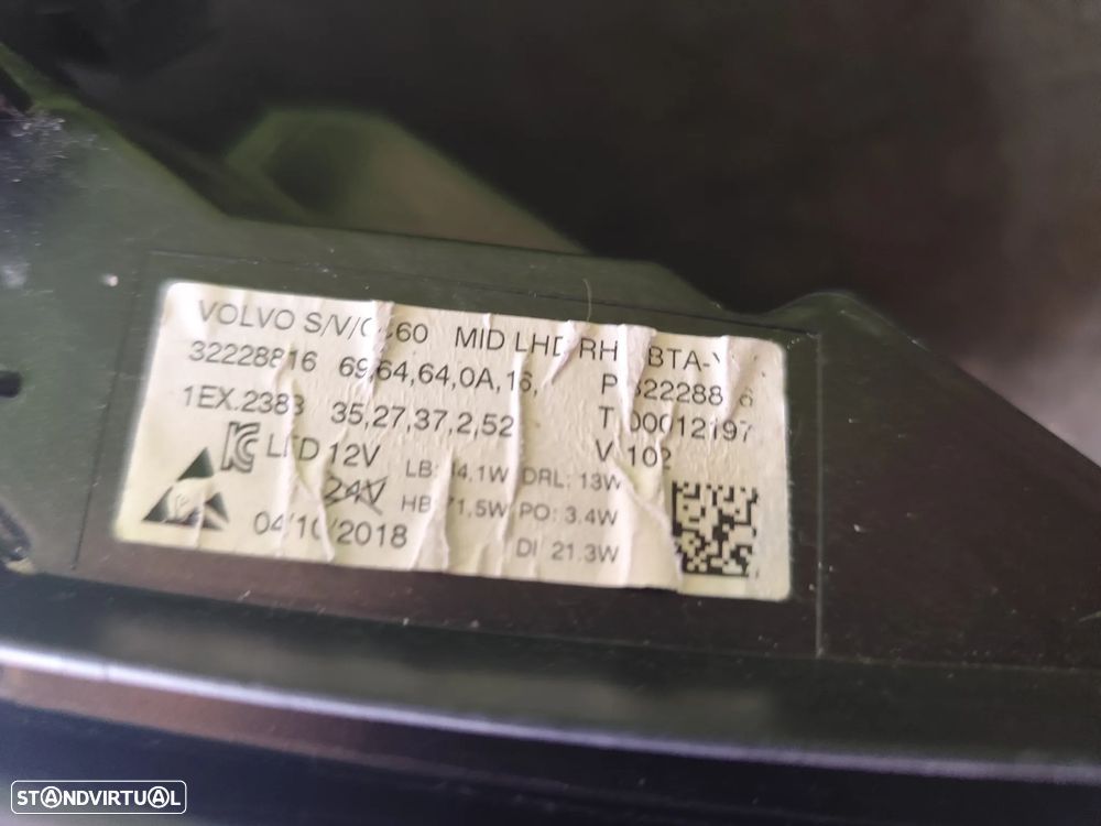 VOLVO V60 II S60 FAROL LED DIREITO - FF627 - 7