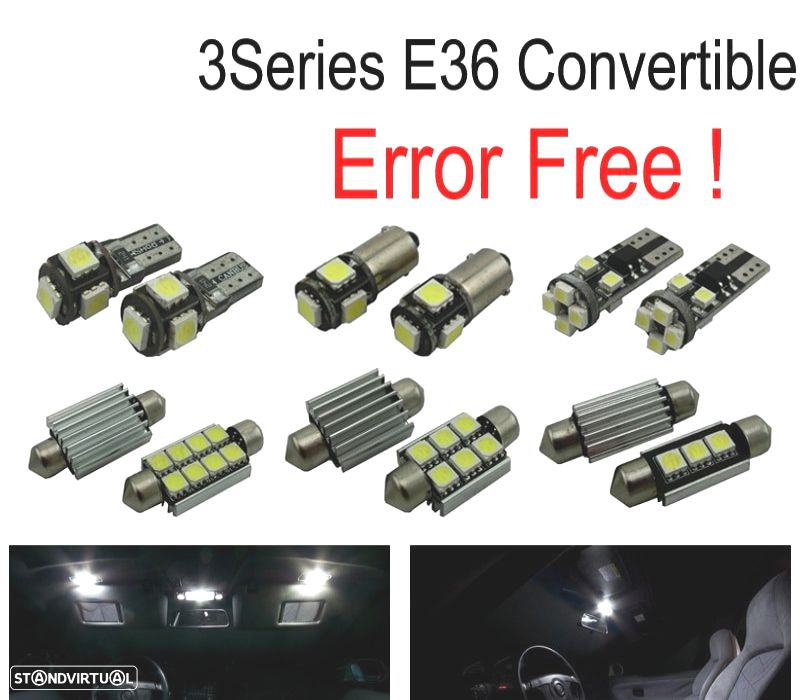 KIT COMPLETO 12 LAMPADAS LED INTERIOR PARA BMW SERIE 3 E36 CONVERTIBLE M3 318I 320I 325I 323I 328I 9 - 4