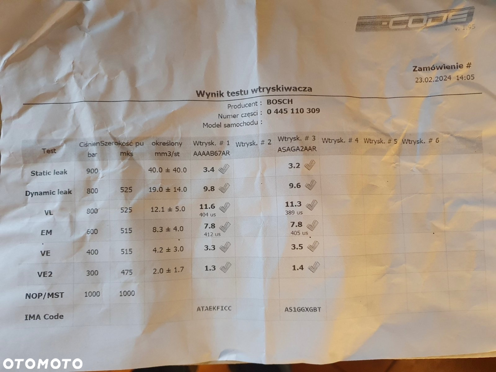 WTRYSK WTRYSKI LOMBARDINI AIXAM MICROCAR FIAT 1.6 JTD - 2