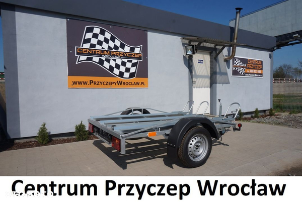 Inny OD RĘKI ! SOLIDNA I TRWAŁA PRZYCZEPA PODMOTOCYKLOWA / 3 RYNNY / DO 2 MOTOCYKLI / DMC 750kg /