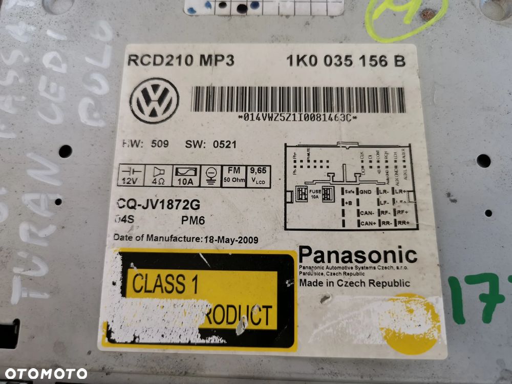 Radio do Volkswagen RCD 210 1KO 035 156 B - 3