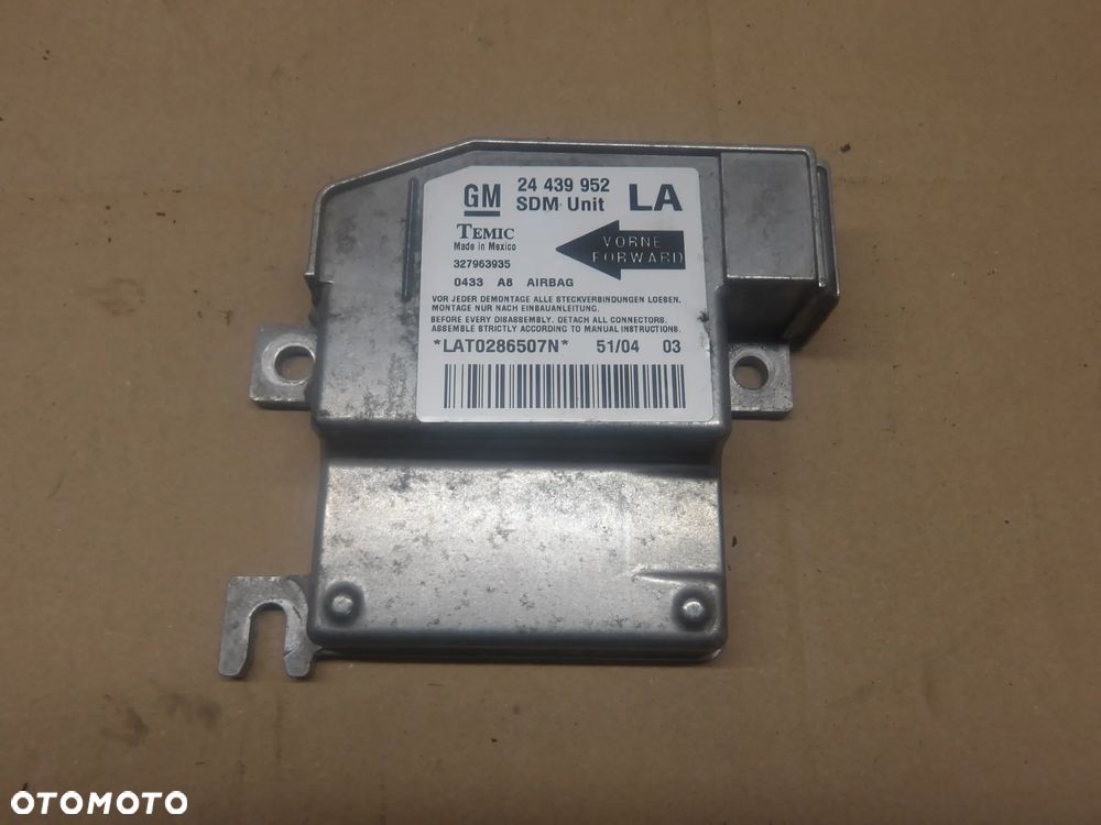 OPEL CORSA C LIFT 03-06 1.0B MODUŁ SENSOR PODUSZEK POWIETRZNYCH AIRBAG 24439952 - 1
