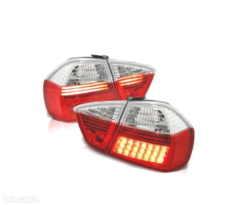 FAROLINS TRASEIROS LED BMW E90 05-08 VERMELHO BRANCO 4 PORTAS - 1