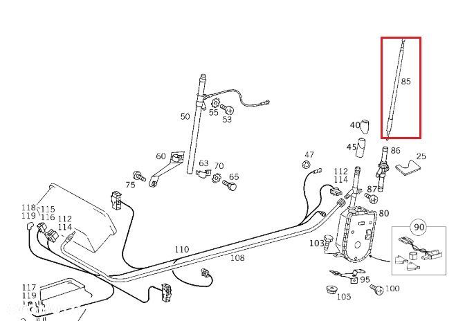 MERCEDES W202 Antena teleskopowa OE - 2