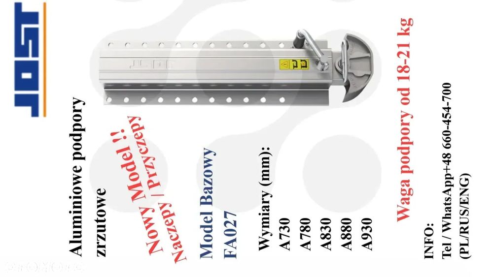 Podpory Aluminiowe JOST / Zestaw do 80 kg mniej !! / Naczepy / FV / Dostawa - 2