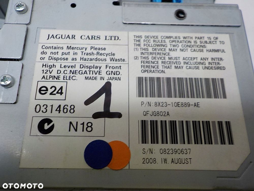 JAGUAR XF EKRAN WYŚWIETLACZ NAWIGACJI 8X23-10E889-AE - 2