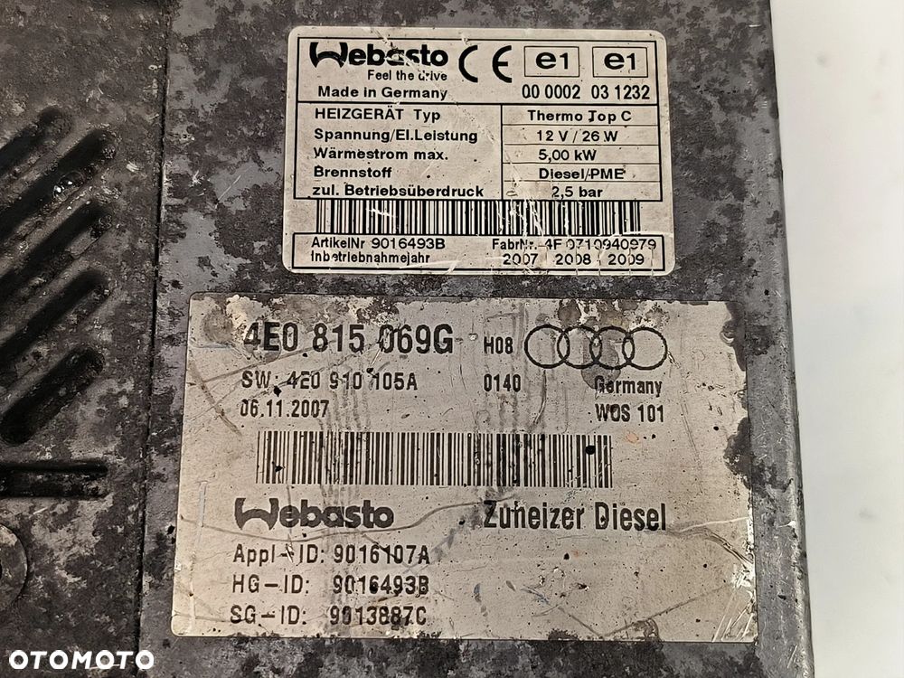 Ogrzewanie postojowe Webasto 4E0815069G  AUDI A8 D3 - 6