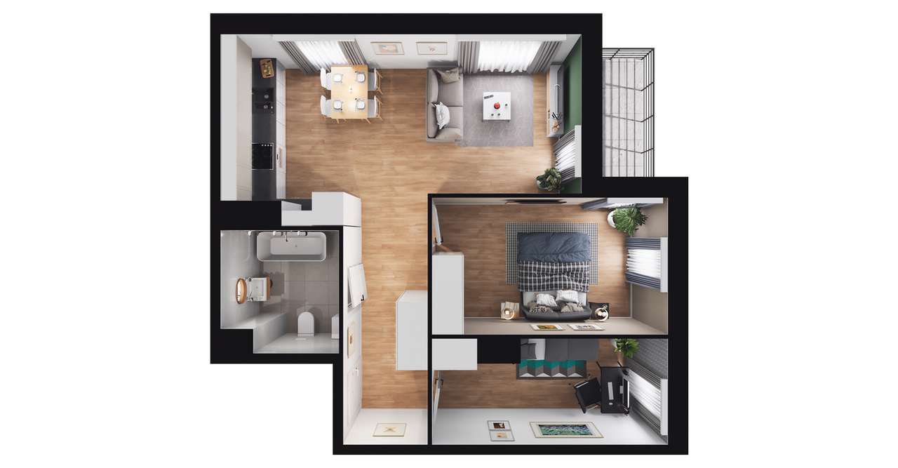 3-pokojowe mieszkanie 54m2 + balkon - Pełny obrazek: 3/14