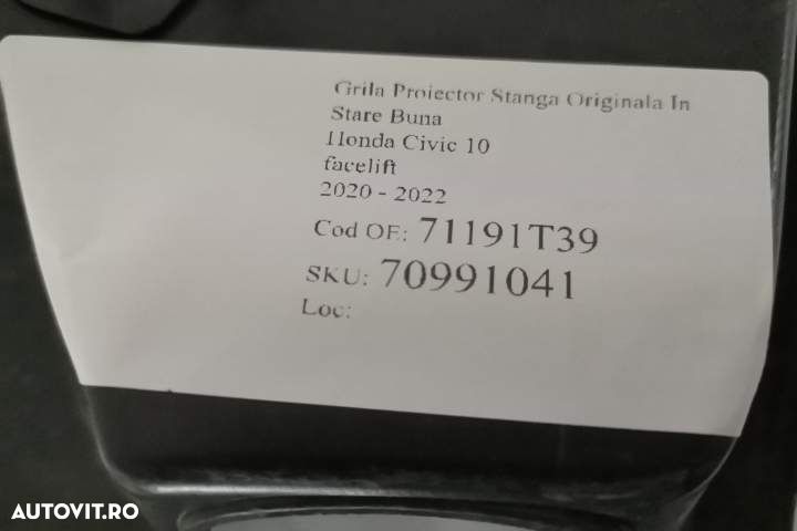 Grila Proiector Stanga Originala In Stare Buna Honda  Civic  11 2021 2 - 7