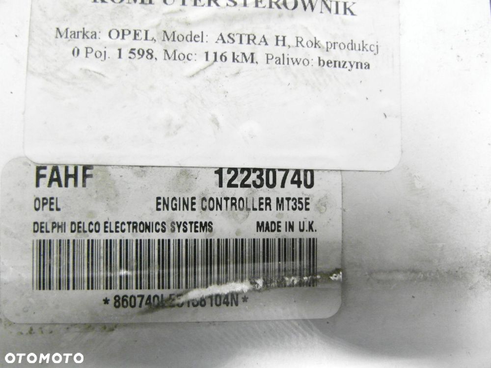 STACYJKA STEROWNIK OPEL ASTRA III H 1.6 - Z 16 XEP 12230740 13172010 - 10