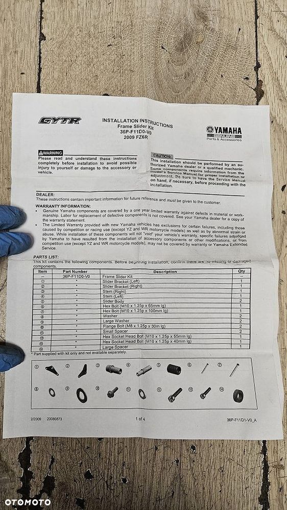 Oryginalne crash-pady Yamaha XJ6F Diversion  36P-F11D0-V0 - 2