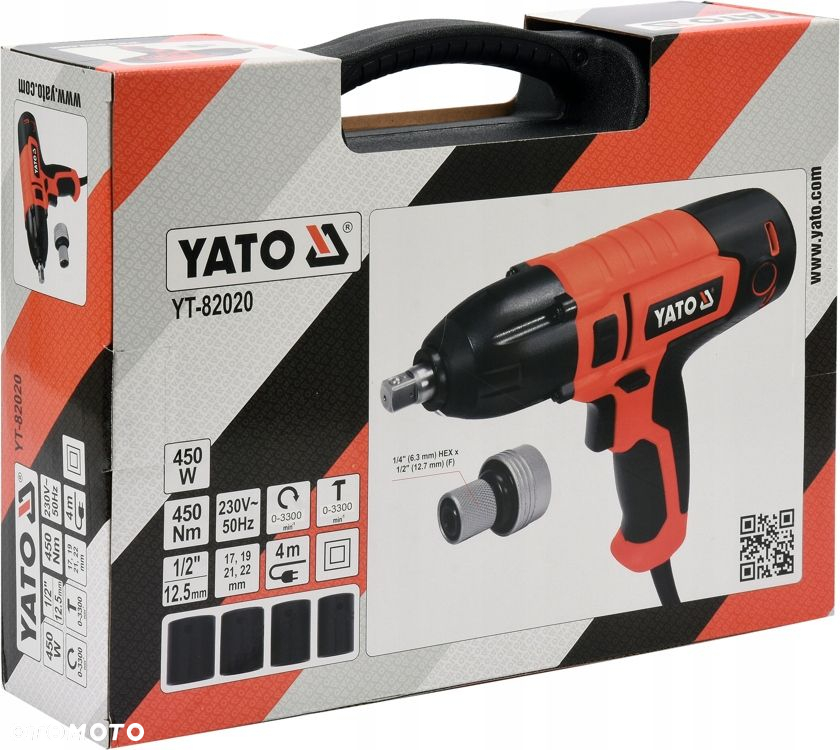YATO ELEKTRYCZNY KLUCZ UDAROWY 450W 1/2 10 NASADEK GEKO  ADAPTER DEWALT - 12