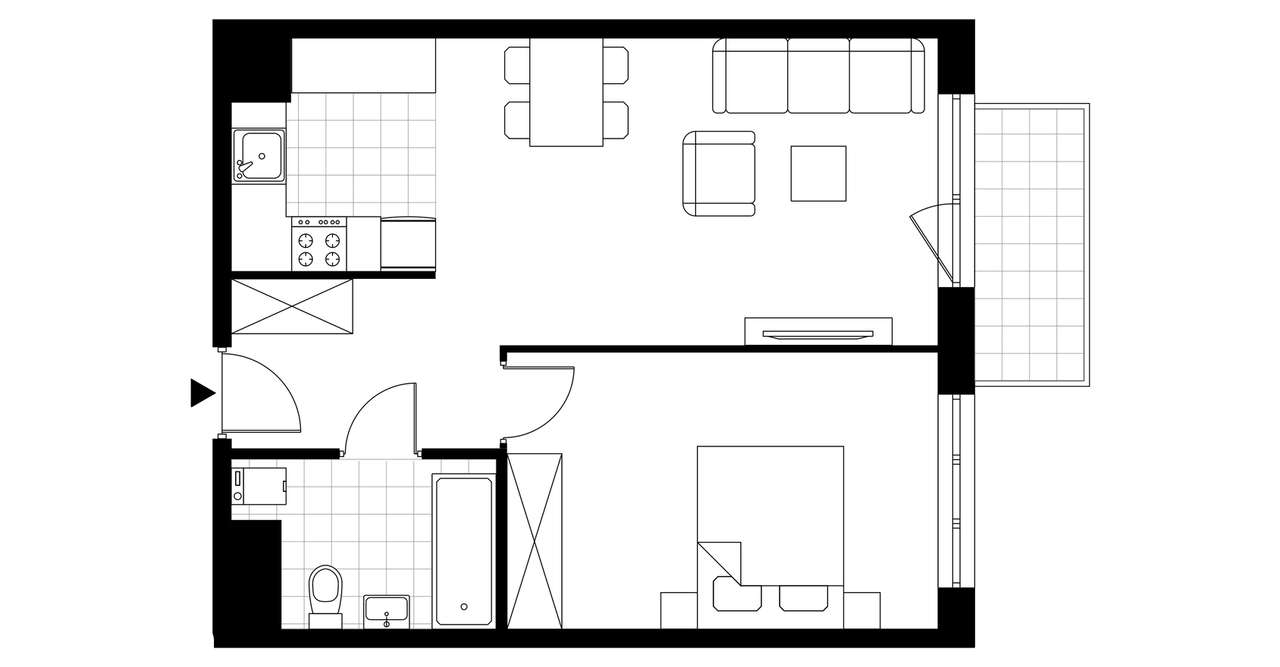2-pokojowe mieszkanie 46m2 + balkon - Pełny obrazek: 4/21