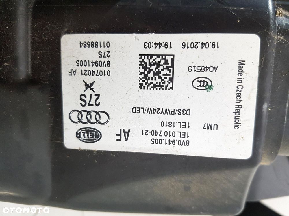 AUDI A3 8V0 LAMPA PRZÓD PRZEDNIA LEWA XENON 8V0941005 EUROPA ORYGINAŁ - 9