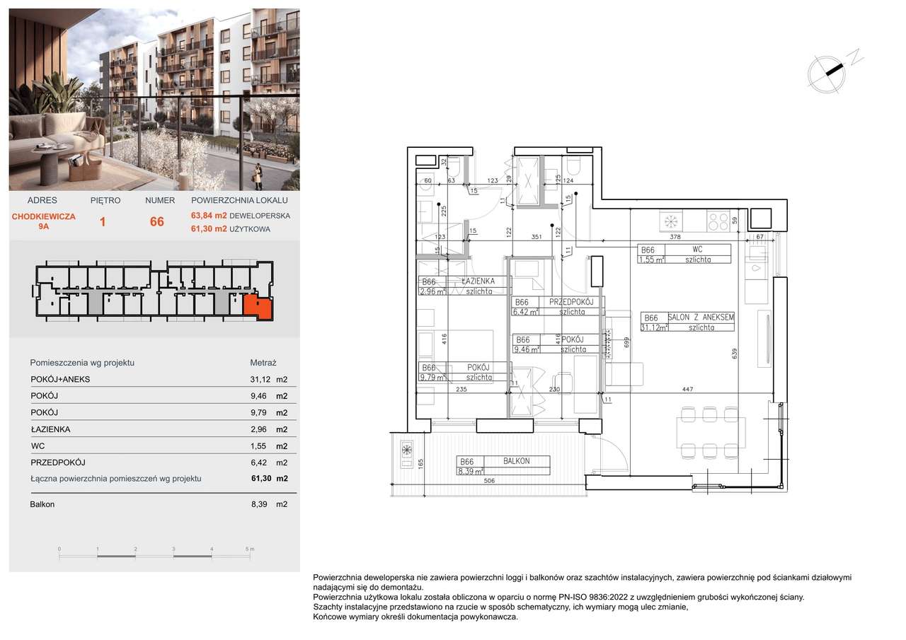 Mieszkanie, 61,26 m², Bydgoszcz