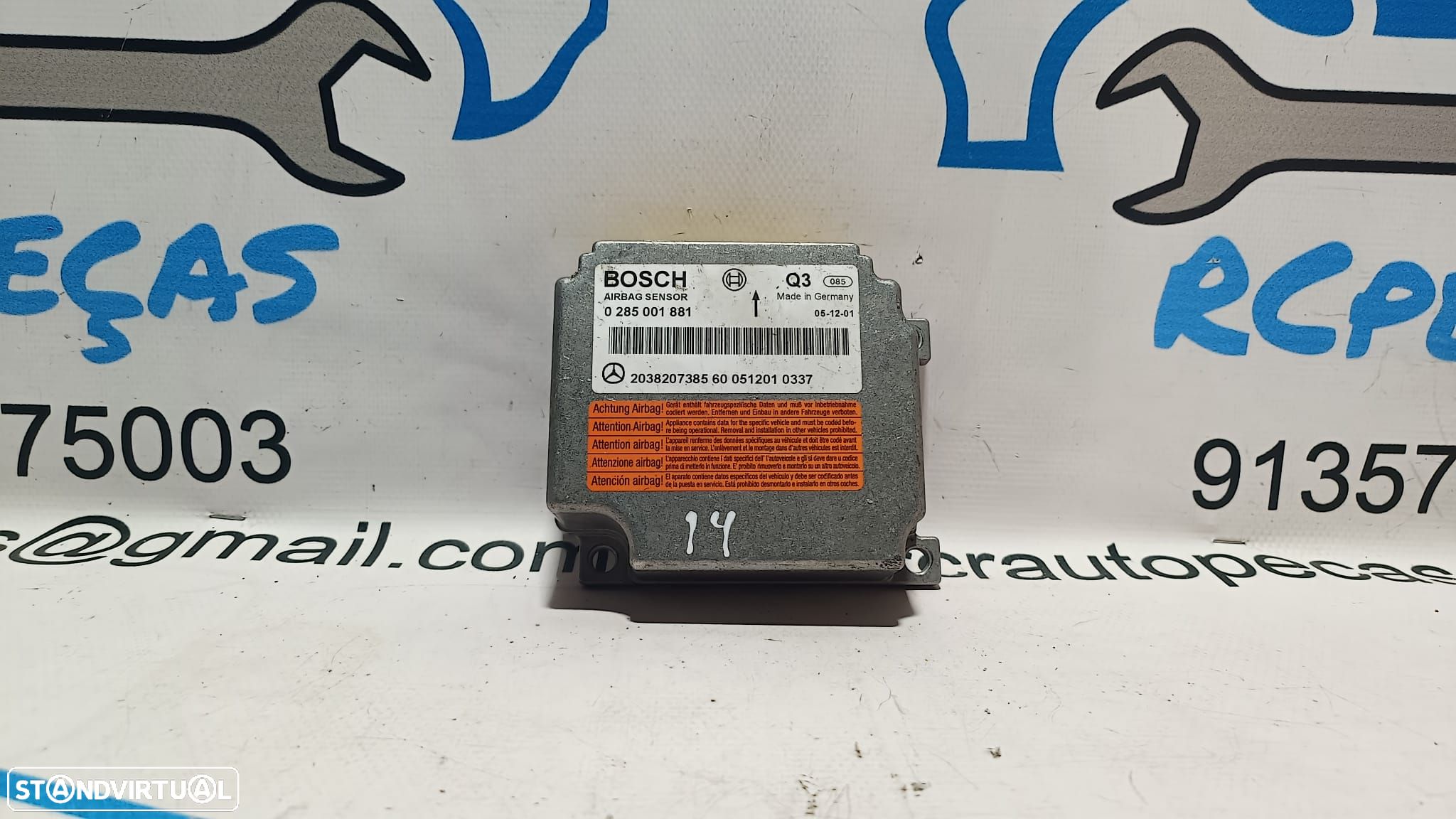 CENTRALINA ECU MODULO AIRBAG MERCEDES BENZ CLASS C W203 A2038207385 2038207385 0285001881 BOSCH COUPE CL203 CLC CLASS E W211 E220 CLK C209 W209 - 1