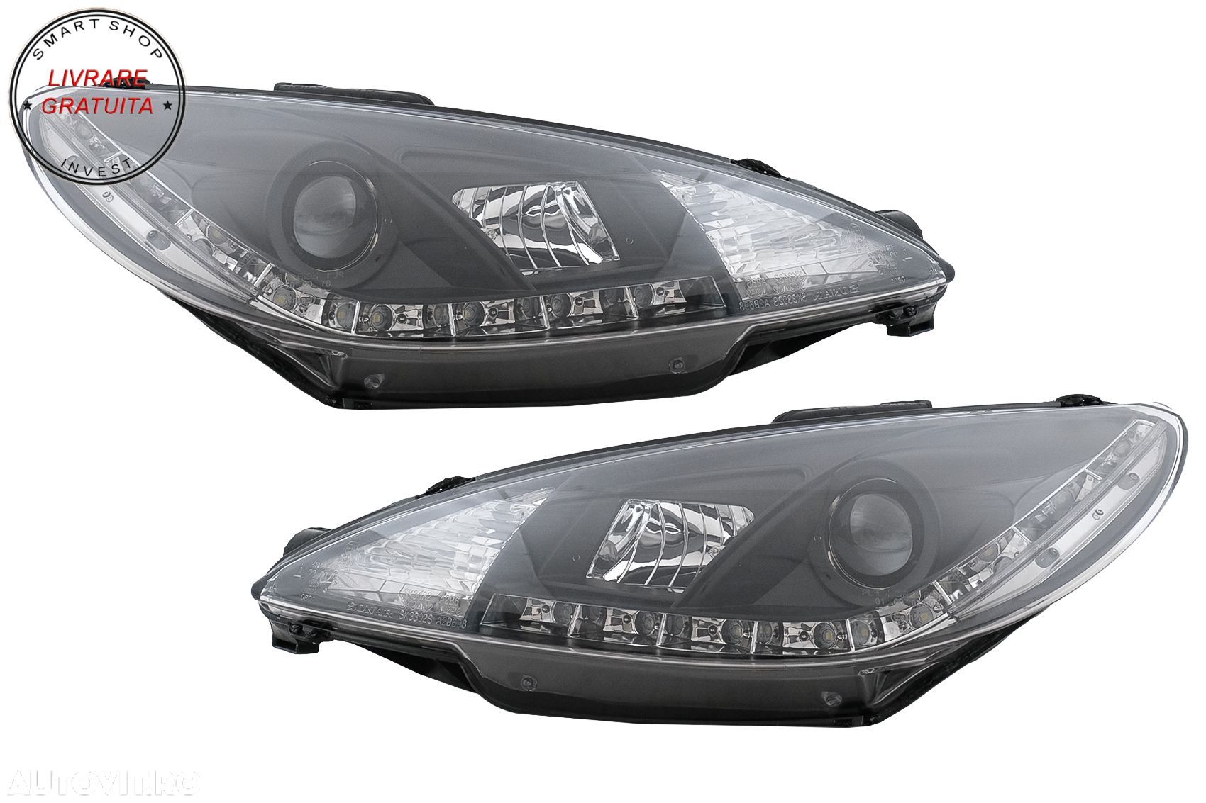 Faruri LED DRL Peugeot 207 (05.2006-06.2012) Negru- livrare gratuita - 1