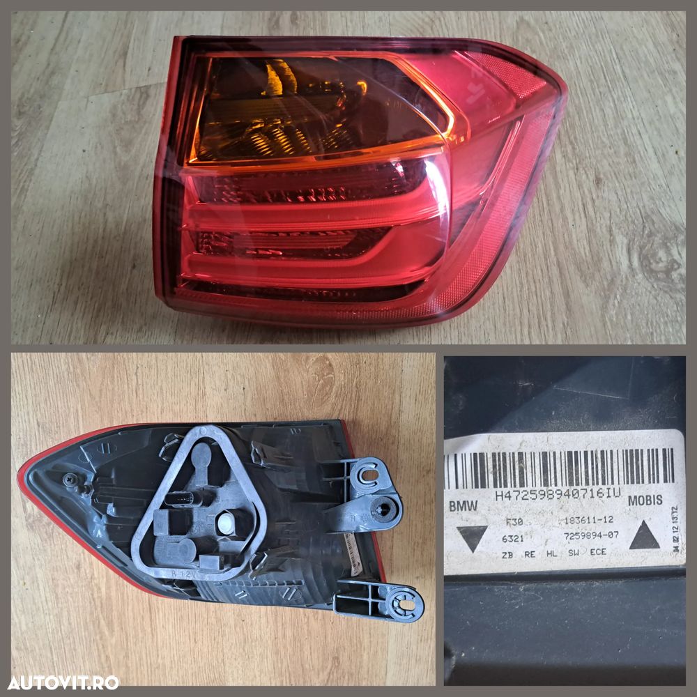 Lampa stop tripla stanga dreapta spate portbagaj haion aripa Bmw X6 F16, X6 M F86, X1 E84, Seria 3 F30, F80 M3, F35, F31, 316d 316d 316i 318d 318dX 320d ed 320d 320dX - 4