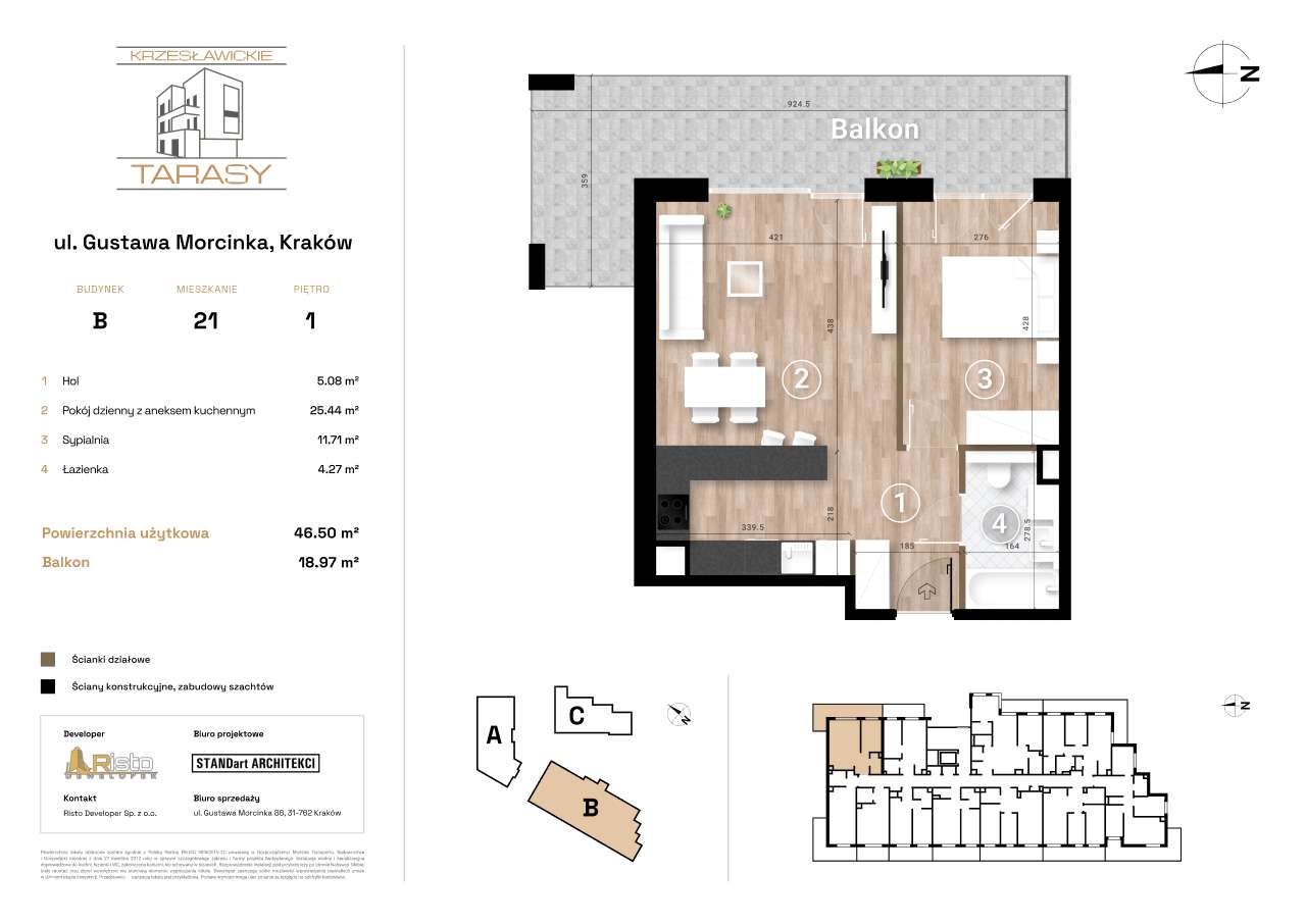 2-pokojowe mieszkanie 46m2 + balkon Bezpośrednio - Pełny obrazek: 2/13