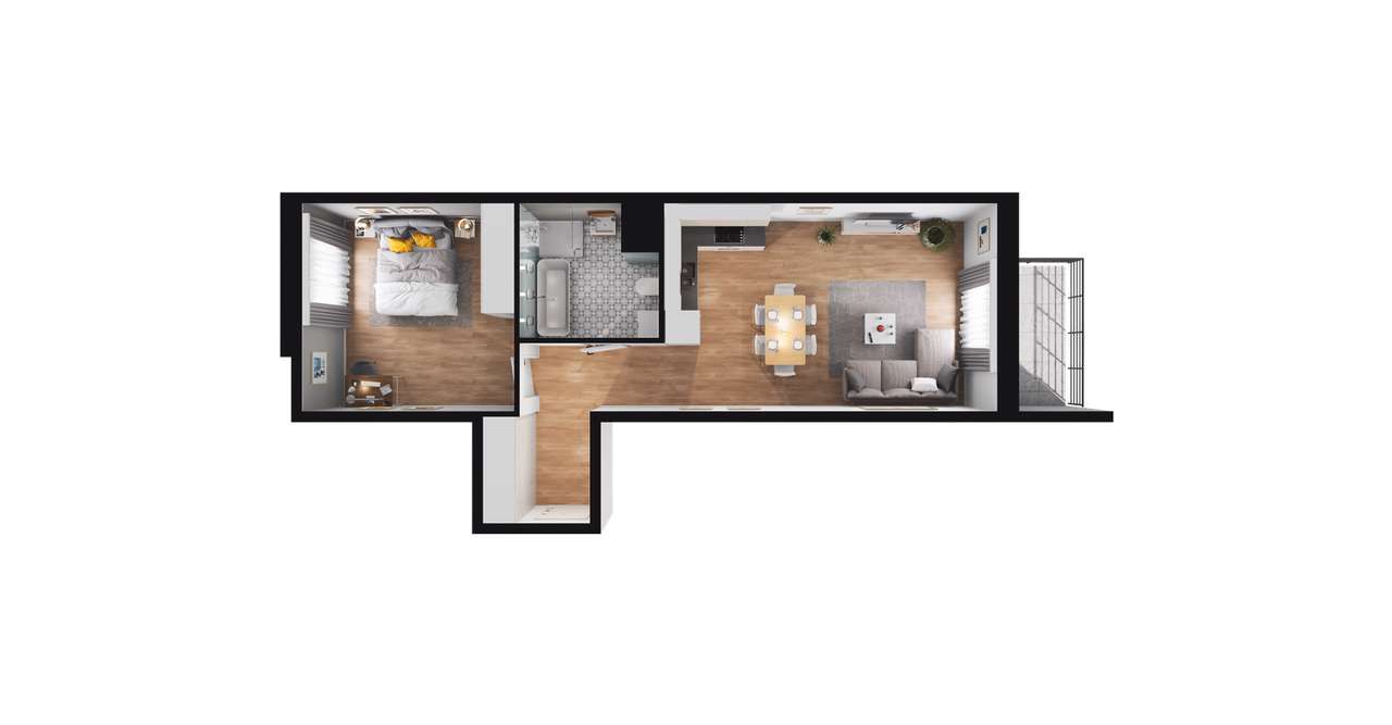 2-pokojowe mieszkanie 50m2 + balkon - Pełny obrazek: 2/23
