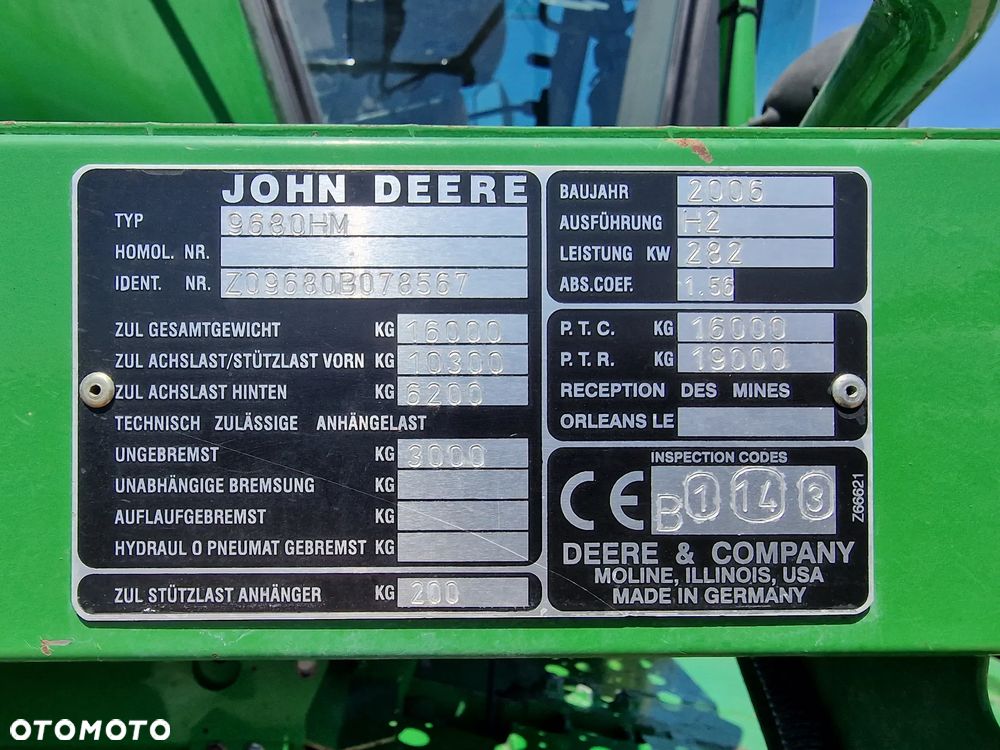 John Deere 9680i, 4x4, Greenstar, 6.7m - 6