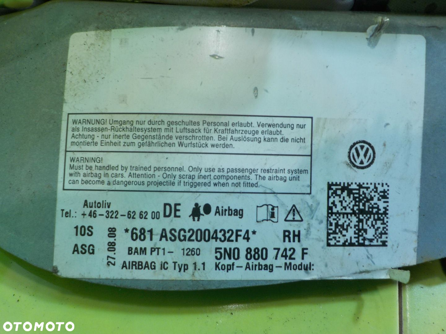 VW TIGUAN I 2.0 TDI AUT 09r 5D kurtyna powietrzna prawa 5N0880742F - 3