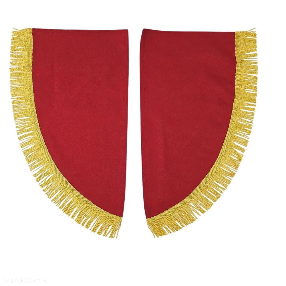 ZASŁONY BOCZNE SKOSY TIR BUS - materiał: WELUR-Czerwony + Frędzle Żółte - 1