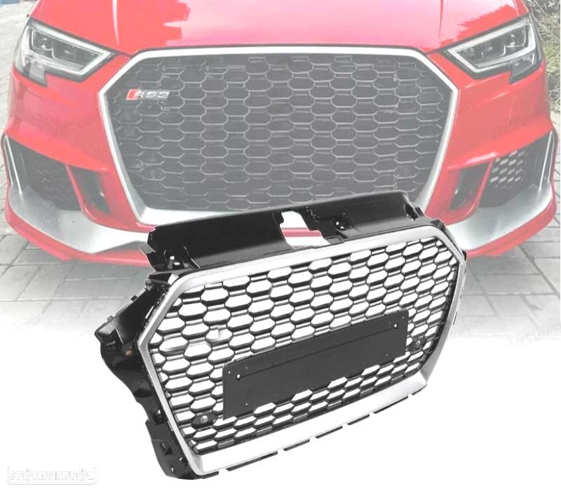 GRELHA AUDI A3 8V 17-19 LOOK RS3 PRETO PRATEADO - 1