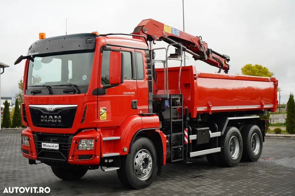 MAN TGS 26.400 / 6x4 / BASCULĂ DUBLĂ + HDS HMF 1530 K2 / HIDRODOXIE LATERALĂ / GRAPPER / TELECOMANDĂ / NAVIGAȚIE / - 11