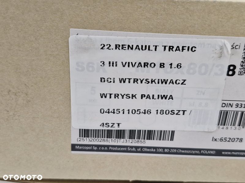 RENAULT TRAFIC III 3 VIVARO B 1.6 DCI WTRYSKIWACZ WTRYSK PALIWA 0445110546 - 6