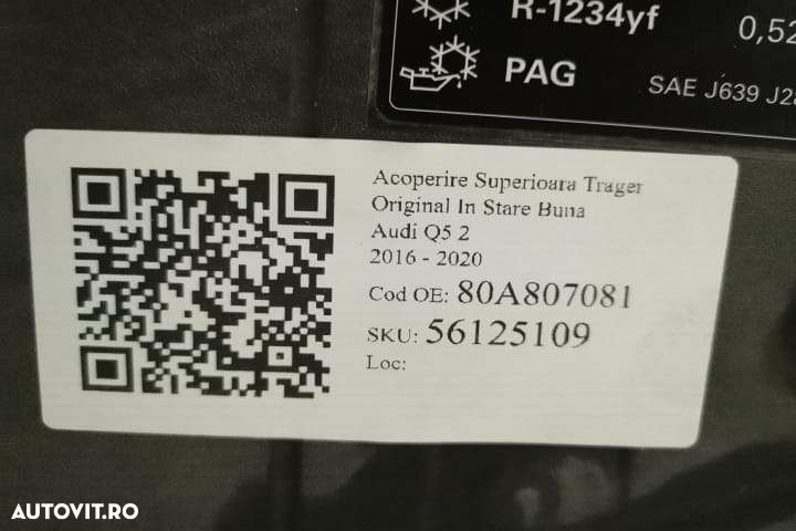Acoperire Superioara Trager Original In Stare Buna Audi  Q5  2  [2016 - 7
