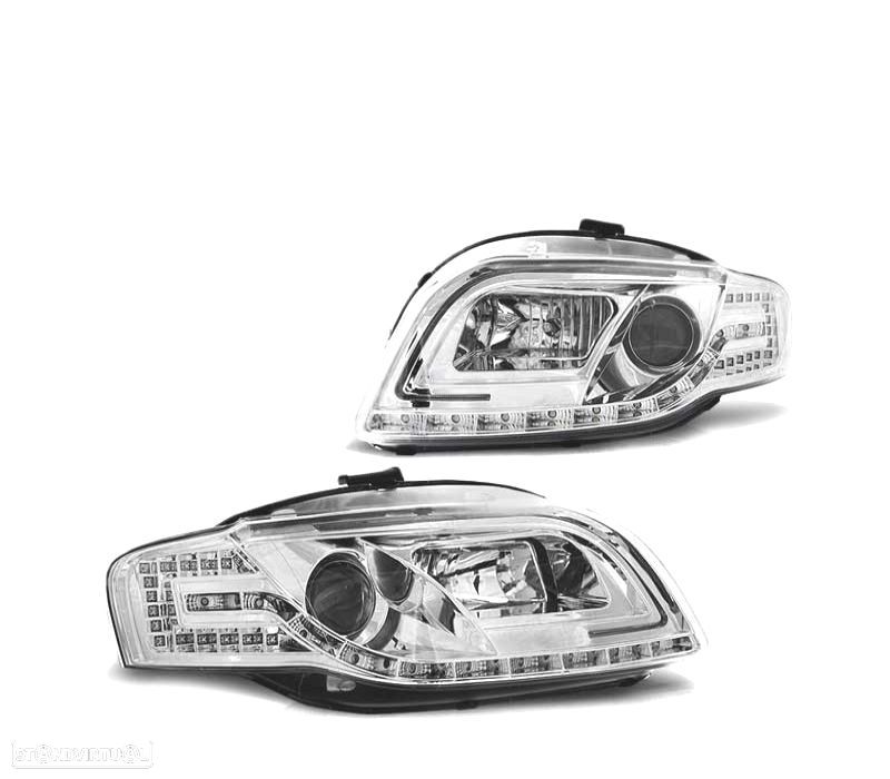 FARÓIS LED TUBE LIGHT PARA AUDI A4 B7 04-08 CROMADO - 2