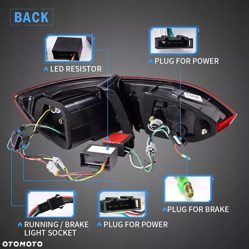 Lampy tyl ne kpl Vland Full LED Diody Tuning Red VW Jetta VI 5c 6 2010-2014 - 15