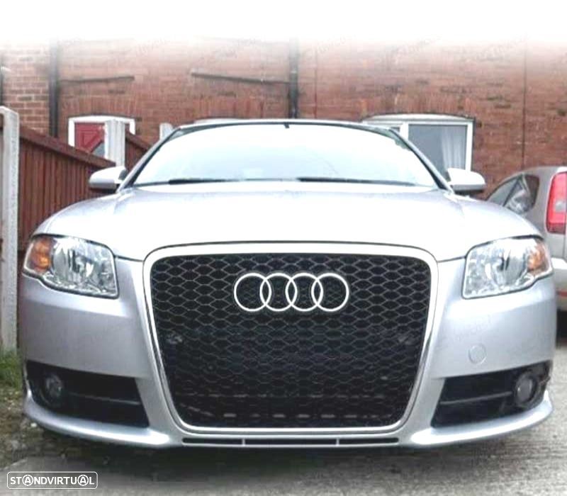 GRELHA FRONTAL AUDI A4 B7 LOOK RS PRETO CROMADA - 2