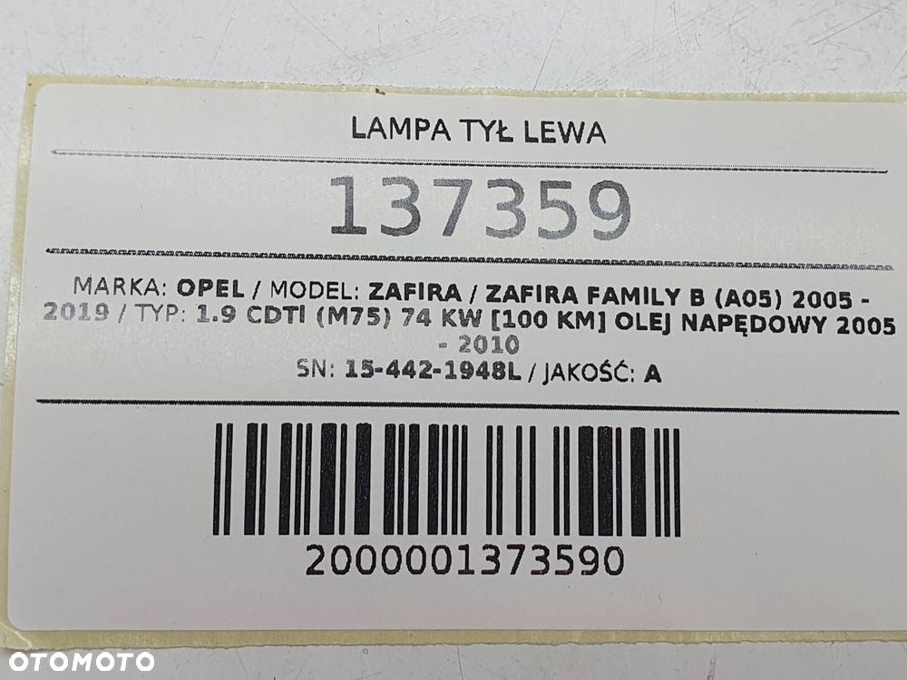LAMPA TYŁ LEWA OPEL ZAFIRA B 15-442-1948L EUROPA - 7