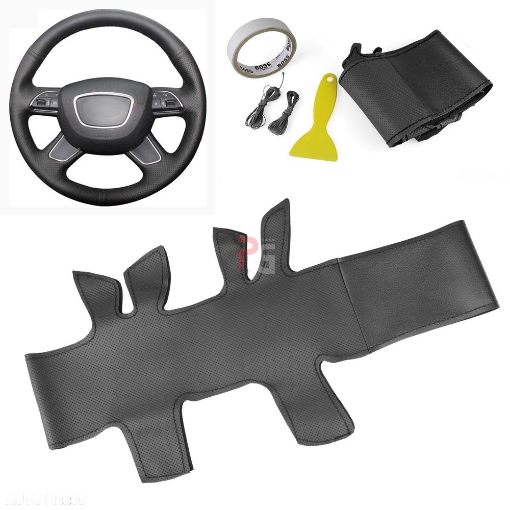 Husa volan piele negru 38 cm. AUDI – Q3, Q5 - 1
