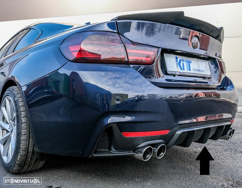 Difusor Traseiro Dupla Saida BMW Série 4 (F32|F33|F36) M-Performance Aquaprint Carbono - 7