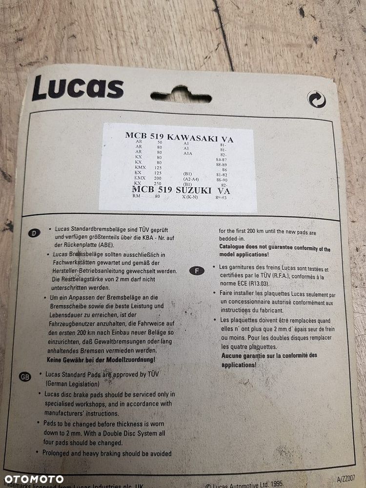 Klocki hamulcowe TRW-Lucas MCB 519 Vivacity Rieju TGB Kisbee - 5