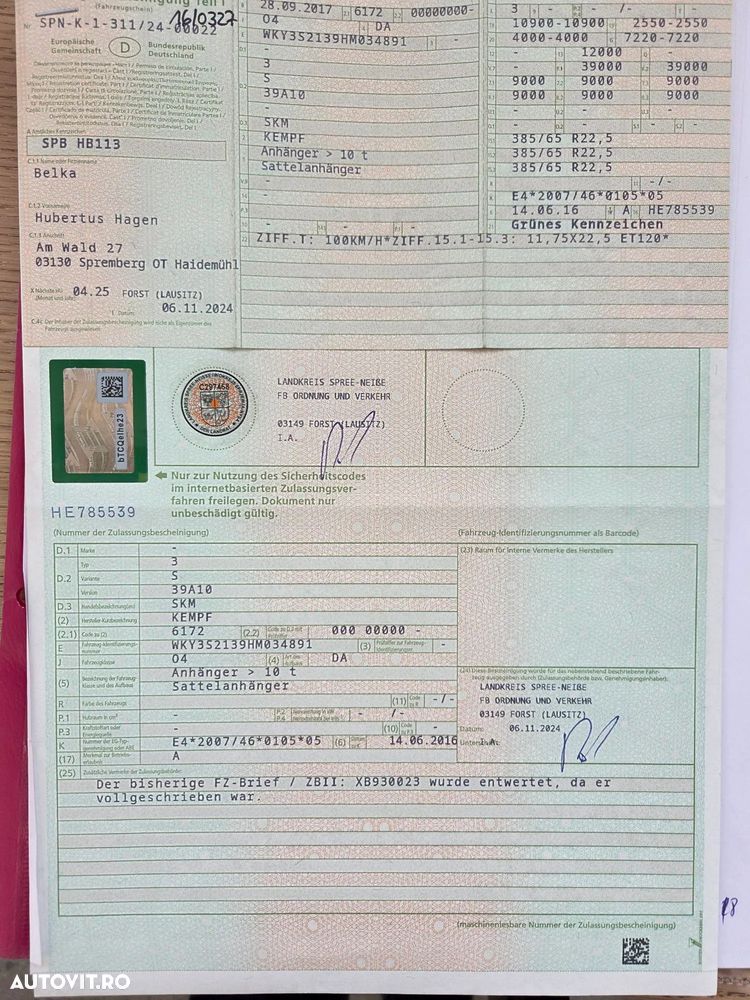 Kempf 50m3 FIER VECHI, 2017, axe BPW, Usi spate, Axa liftabila, jante aluminiu, Scena vizitare, prelata, Carte identitate RAR, rulata in Germania, posibilitate leasing-PROMOTIE 20.900 EUR+Tva - 14