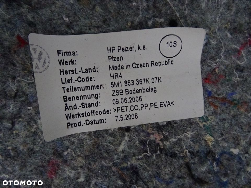 DYWAN PODŁOGA VW GOLF V PLUS HB 5D NR43 - 8
